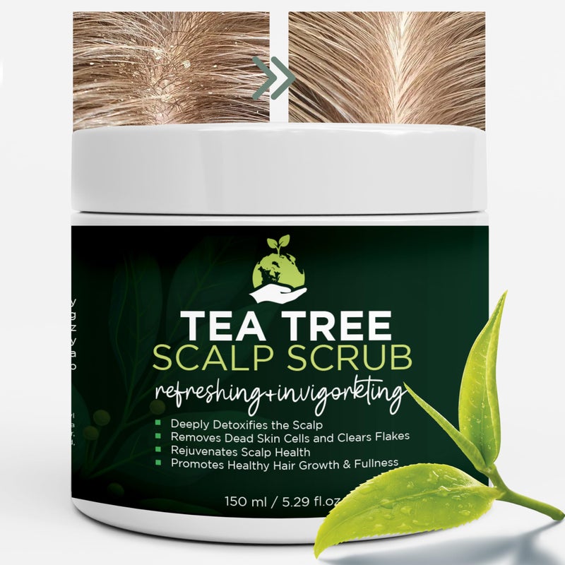 Tea Tree Scalp Scrub  Antifungal Itchy Scalp Treatment with Tea Tree Oil Quartz Powder  Sea Salt  Gently Exfoliates Relieves Dryness Fights Dandruff Promotes Healthy Hair Growth  Scalp Relief